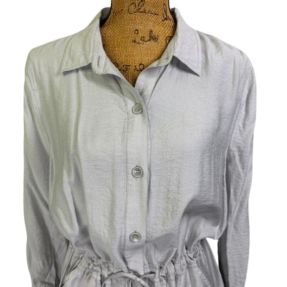 CHICO'S Light Gray Long Sleeve Blouson Shirt Dress‎ - Picture 3 of 15